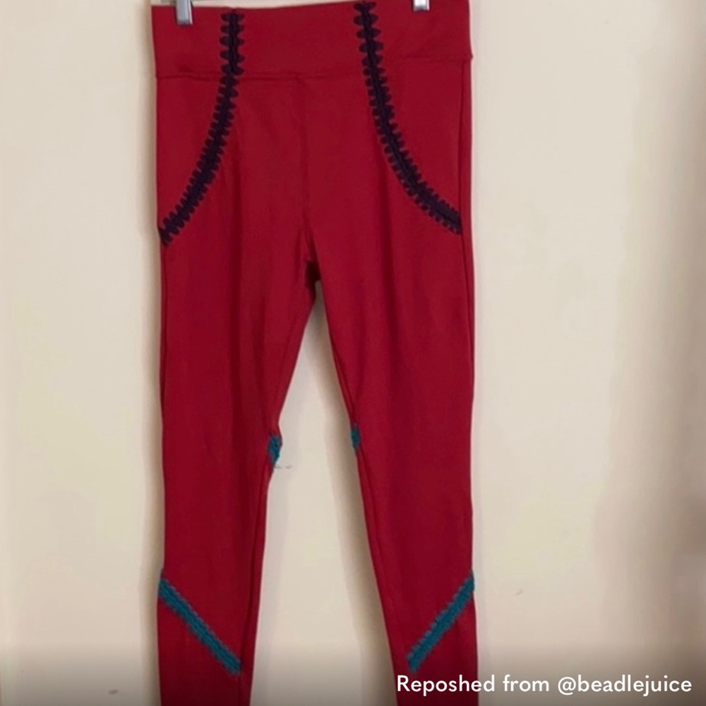 Carbon38 crochet embroidered pants.